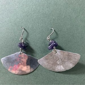 Sterling silver dangle fan earrings